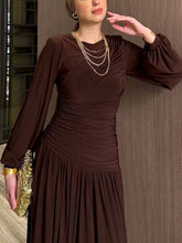 Pleated Long Sleeve Maxi Dress